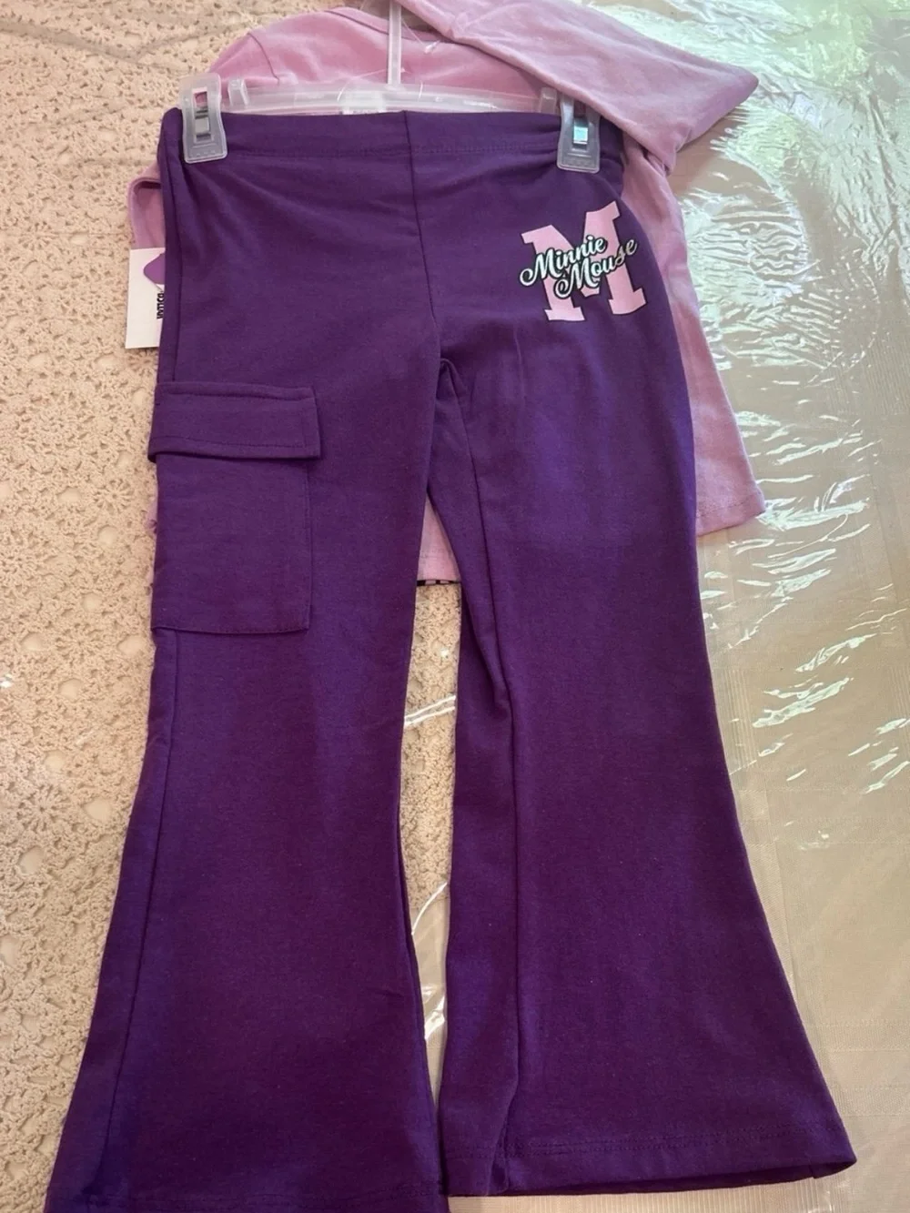 Disney Girls' Minnie Mouse Lavender Top & Purple Pants Pajama Set